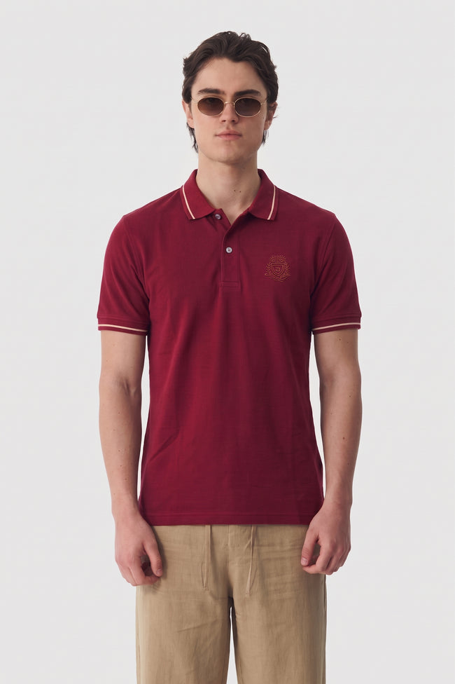 Alpine Men’s Maroon Cotton Polo Shirt - Premium Edition Hover Image