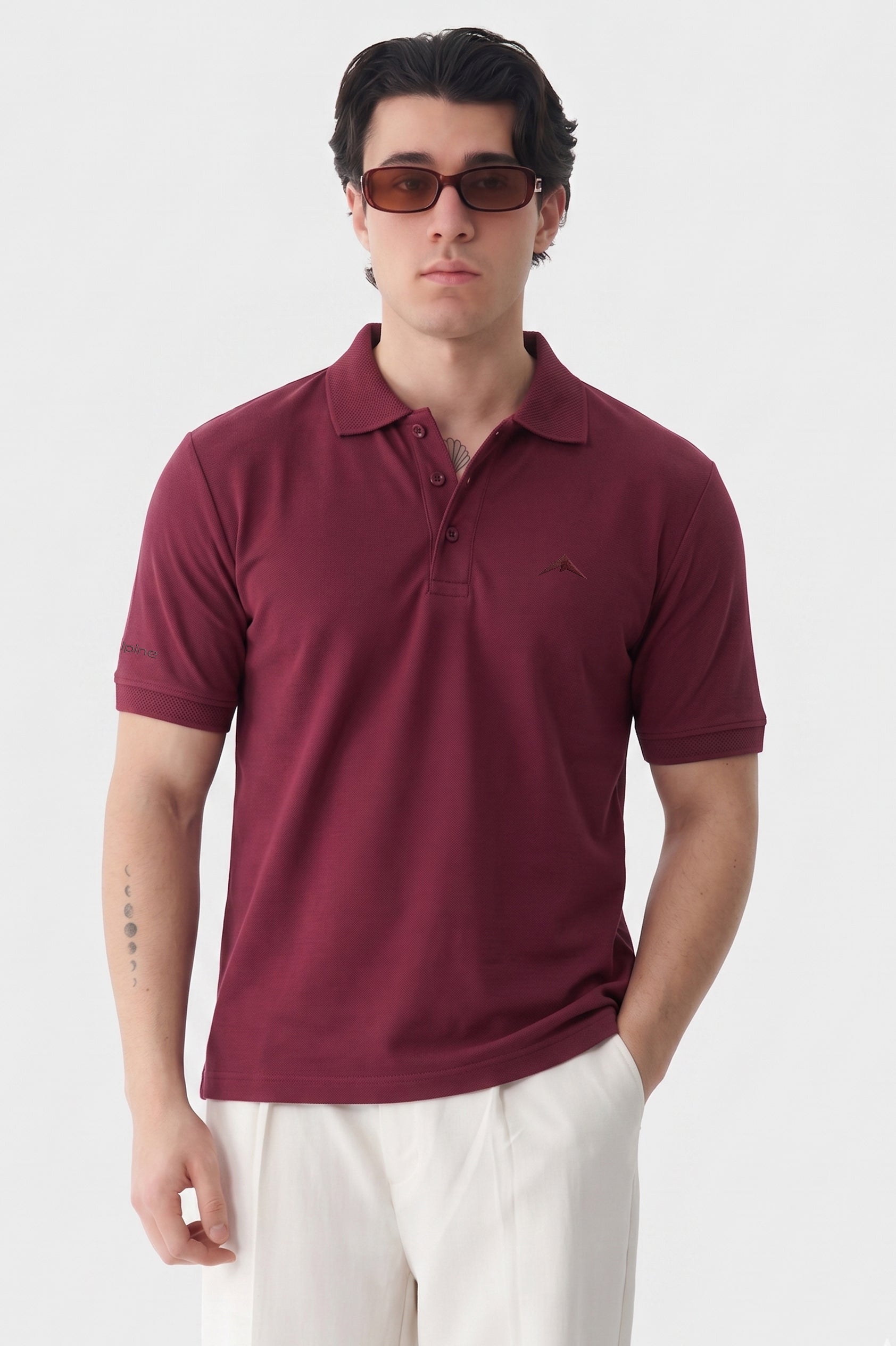 Alpine Men’s Maroon Polo – Elite Minimal Series