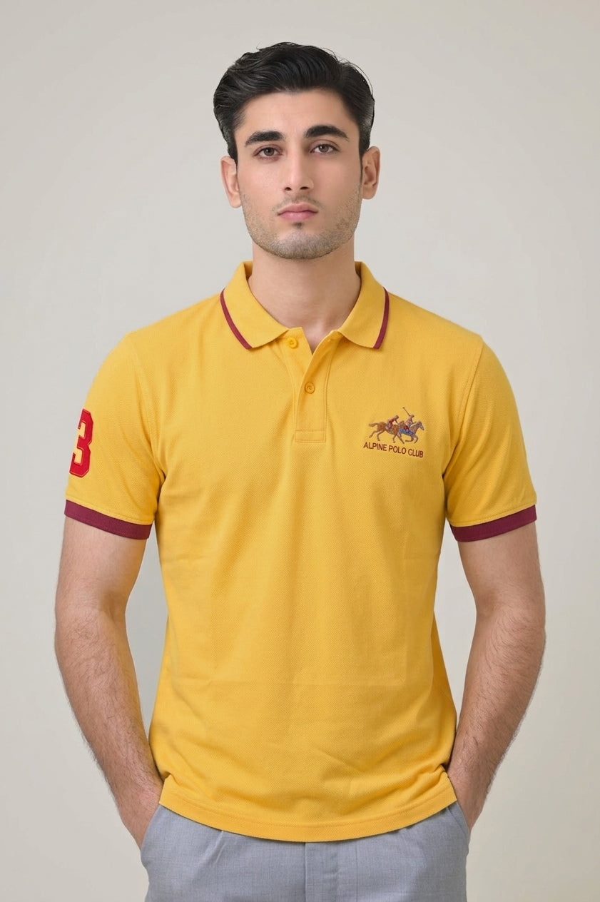 Alpine Men’s - Yellow Cotton Polo Shirt