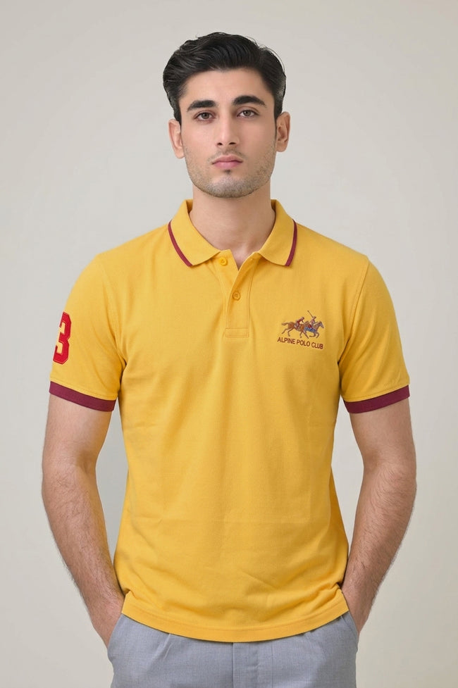 Alpine Men’s - Yellow Cotton Polo Shirt Hover Image