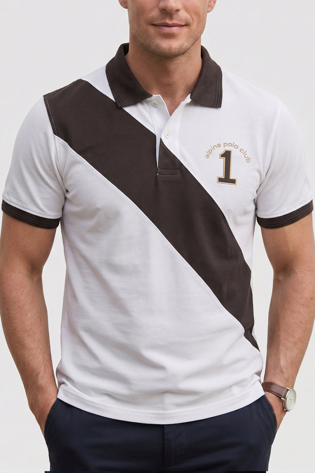 Alpine Men’s White Cotton Polo Shirt - Cross Edition Hover Image