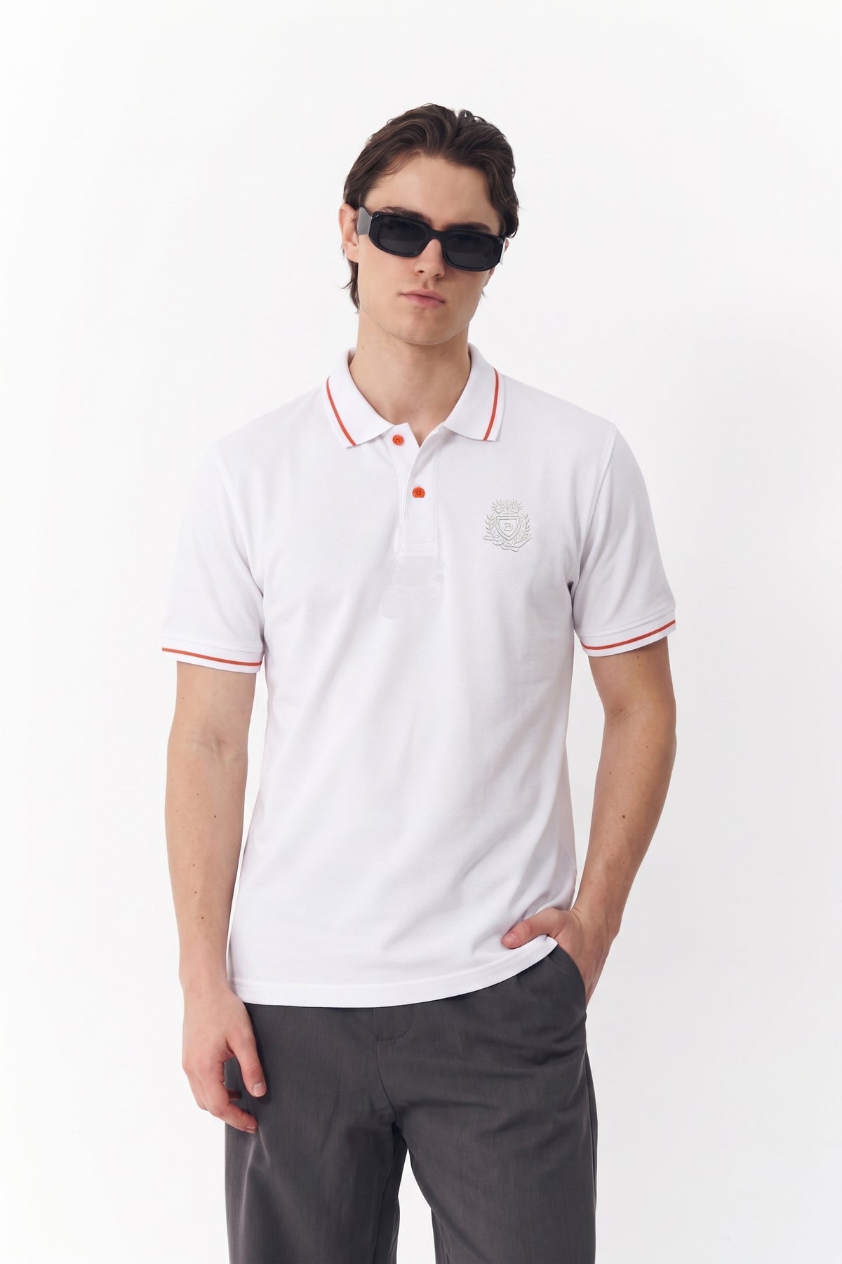 Alpine Men’s White Cotton Polo Shirt - Premium Edition