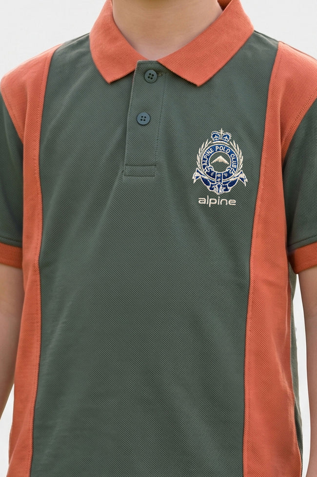 Alpine Kids Panel Polo Shirt Light Green – Premium Cotton Main Image