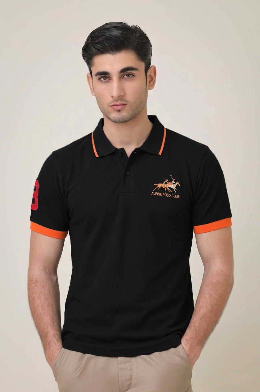 Alpine Men’s - Black Cotton Polo Shirt