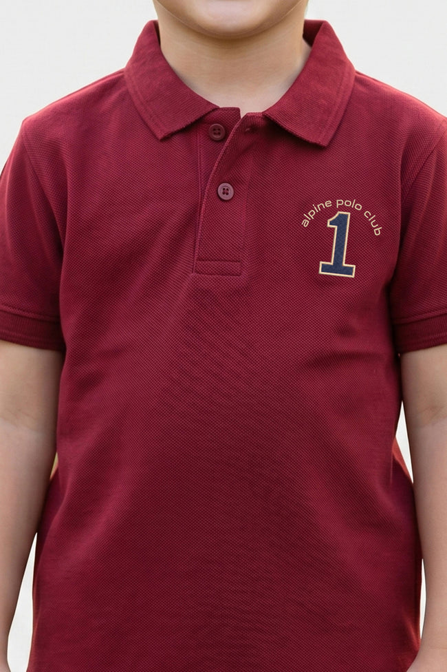 Alpine Kids Polo Shirt Maroon – Premium Cotton Main Image