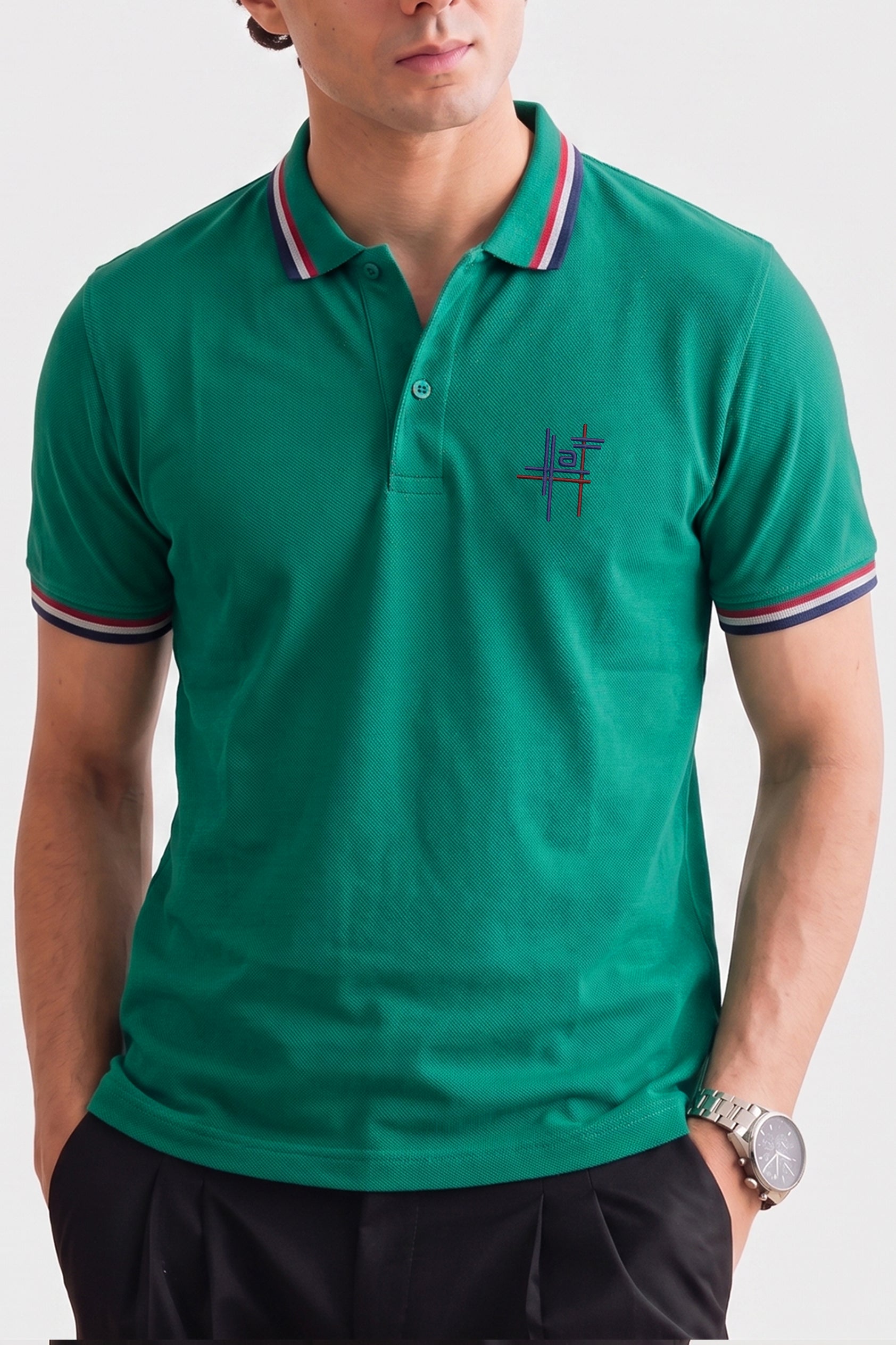 Alpine Men’s Green Cotton Polo Shirt - Signature Fit