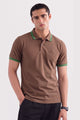 Alpine Men’s Smart Casual Cotton PQ Polo – Brown