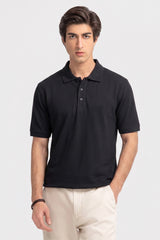 Alpine Men’s  Black Plain Cotton PQ Polo Shirt