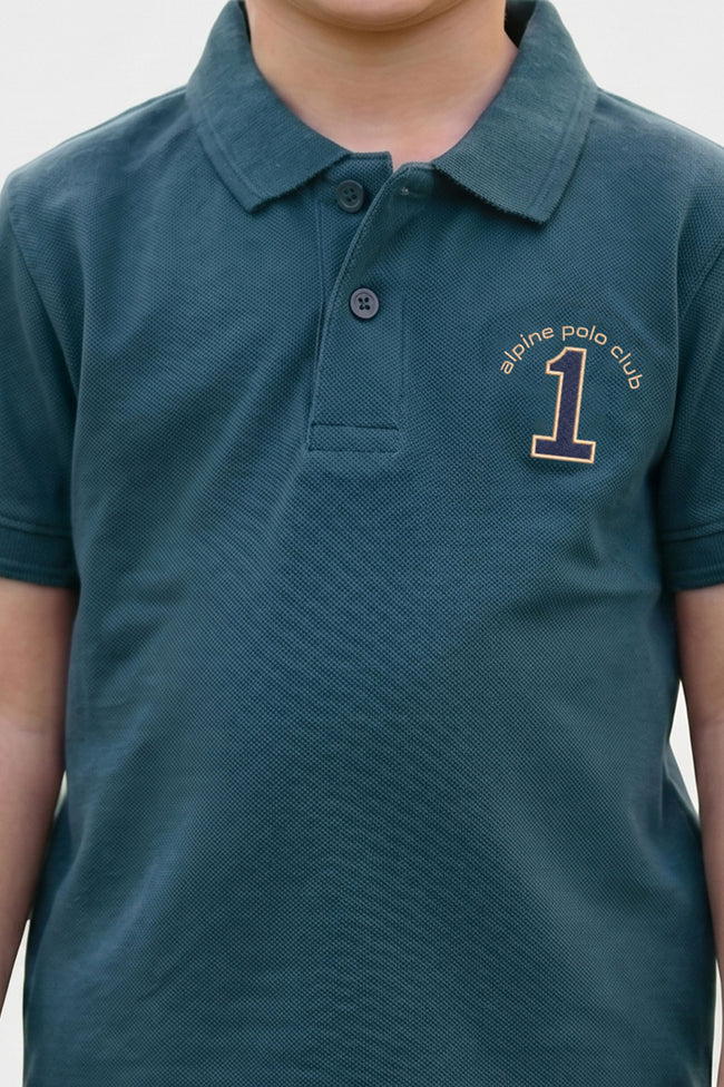 Alpine Kids Polo Shirt Dark Green  – Premium Cotton Main Image