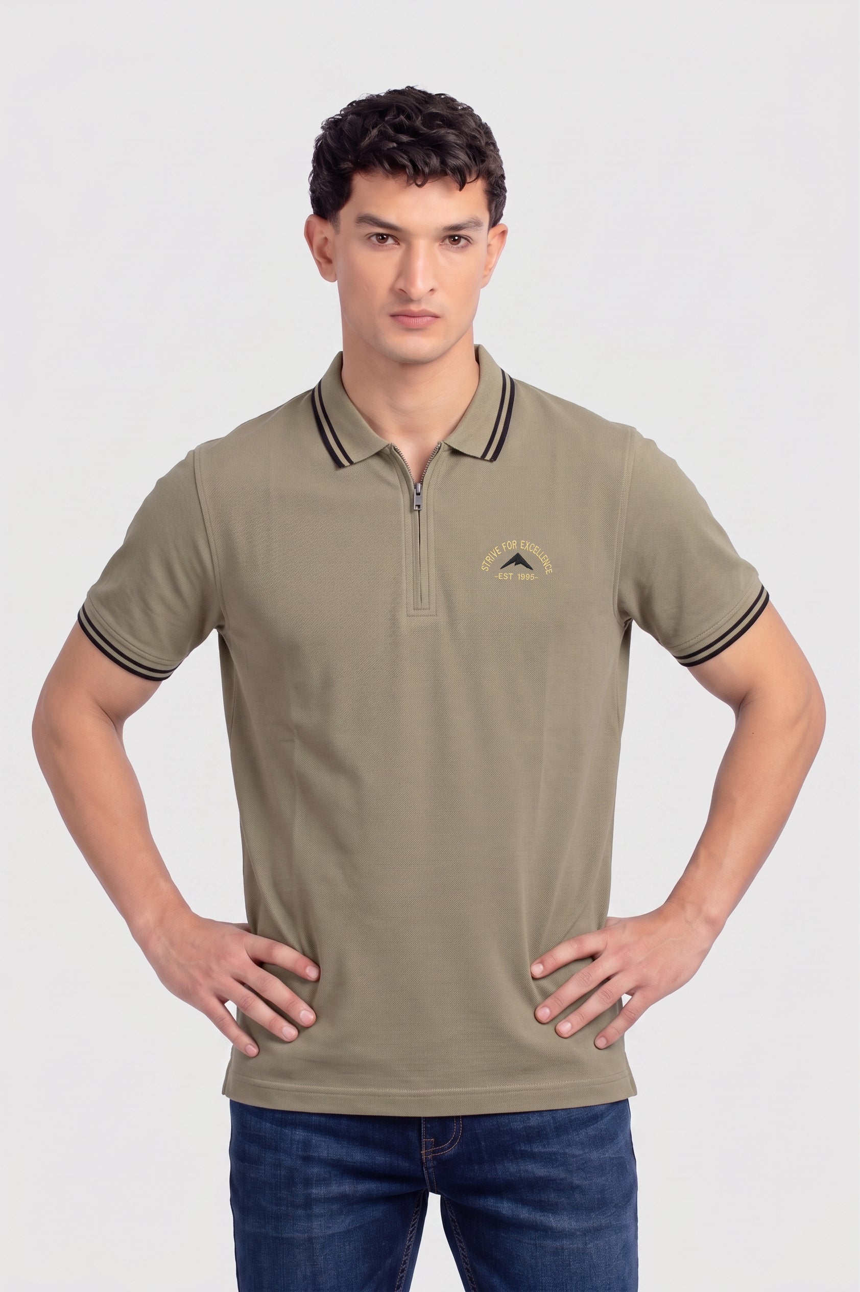 Alpine Men’s Skin Cotton Polo Shirt - Zip Edition