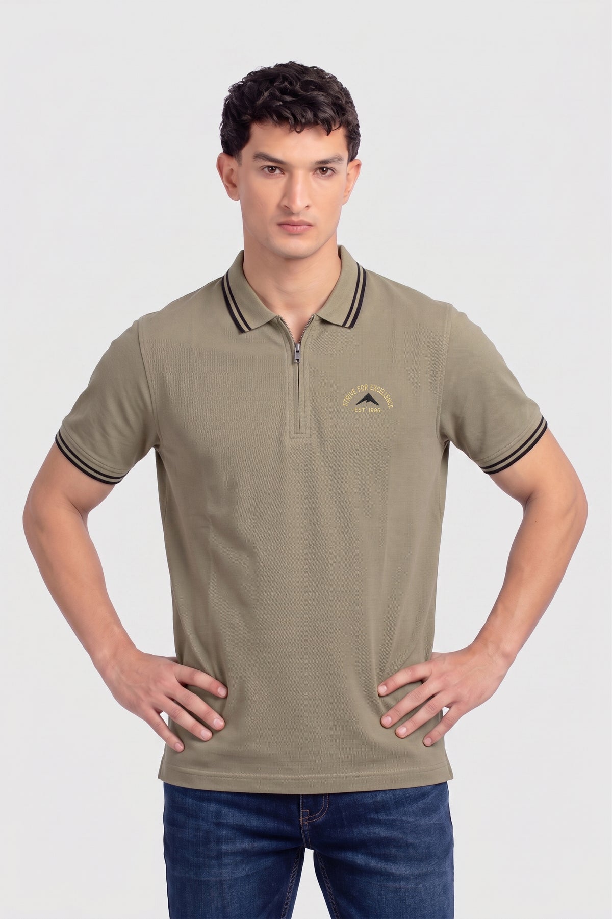 Alpine Men’s Skin Cotton Polo Shirt - Zip Edition