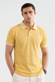 Alpine Men’s Yellow Cotton Polo Shirt – Contrast Collar Edition