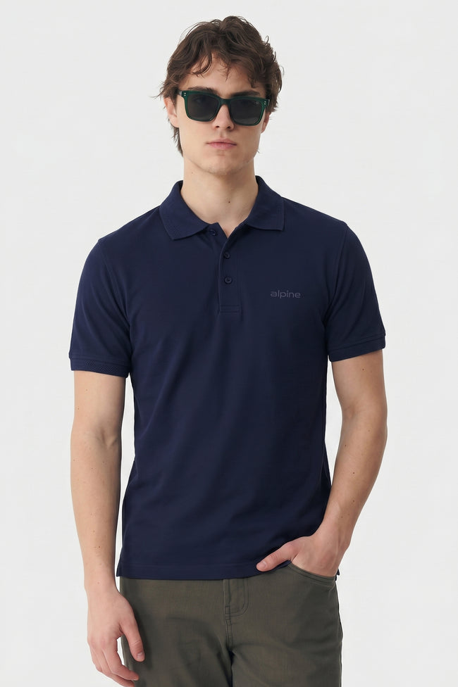 Alpine Men’s Navy Blue Essential Polo Shirt Hover Image