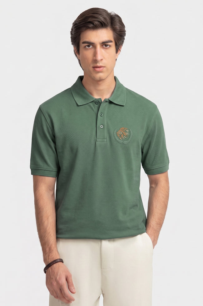 Alpine Men’s Forest Green Polo – Royal Lion Edition Hover Image