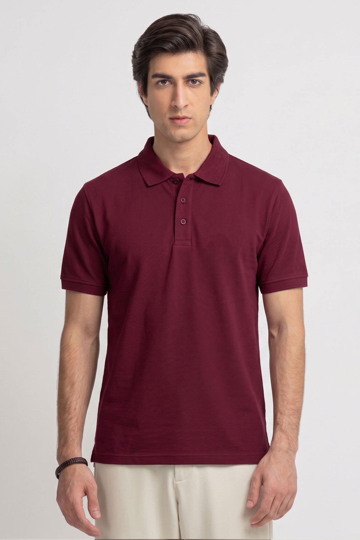Alpine Men’s Maroon Plain Cotton PQ Polo Shirt