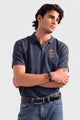 Alpine Men’s Premium Zip Polo – Navy Blue