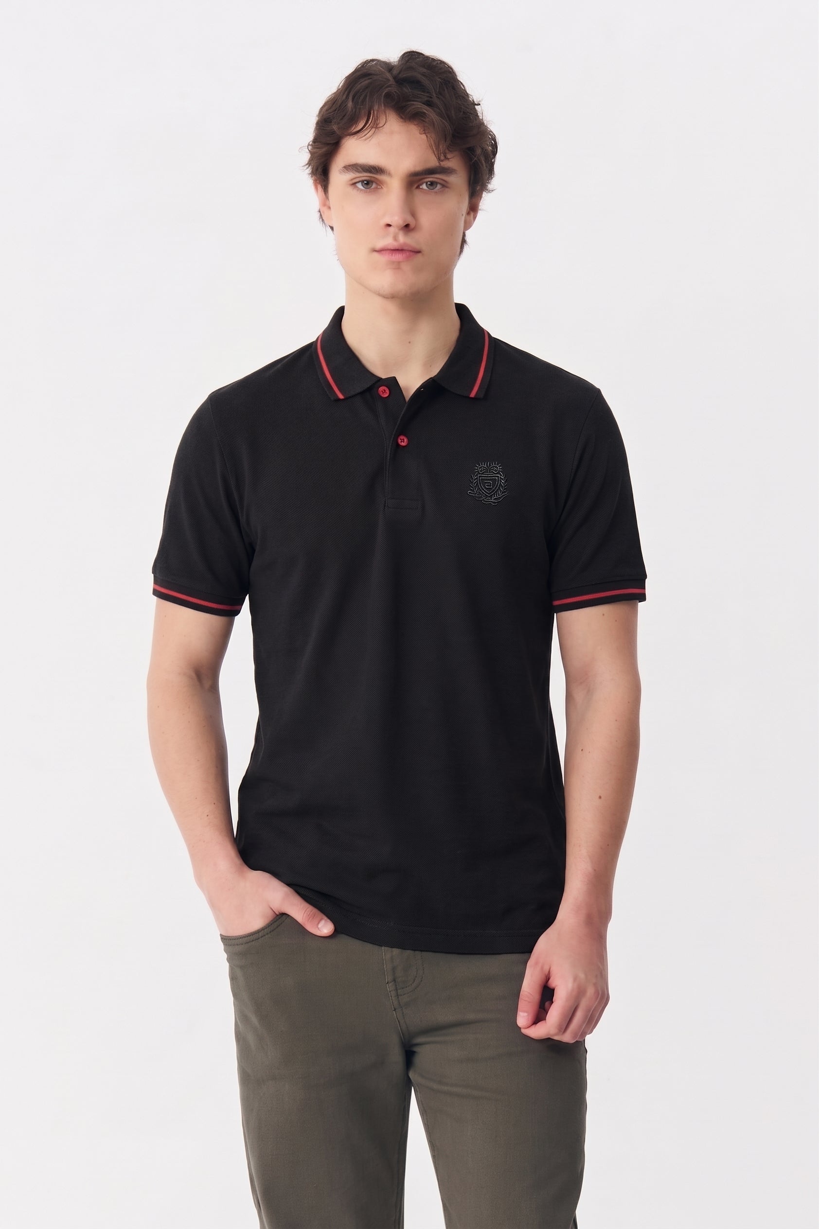 Alpine Men’s Black Cotton Polo Shirt - Premium Edition