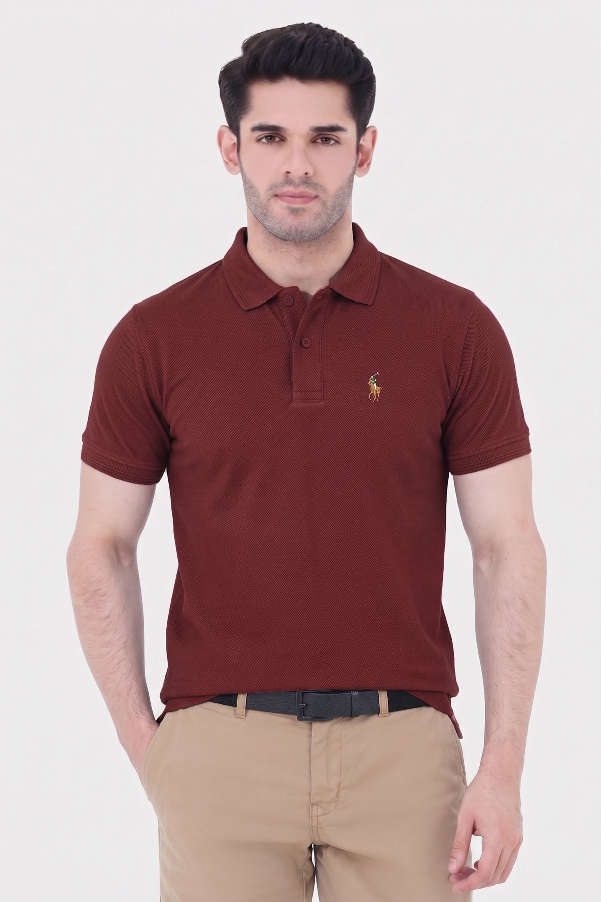 Alpine Men’s Maroon Cotton Polo Shirt – Prestige Rider Edition