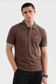 Alpine Men’s Brown Cotton Polo Shirt – Contrast Collar Edition