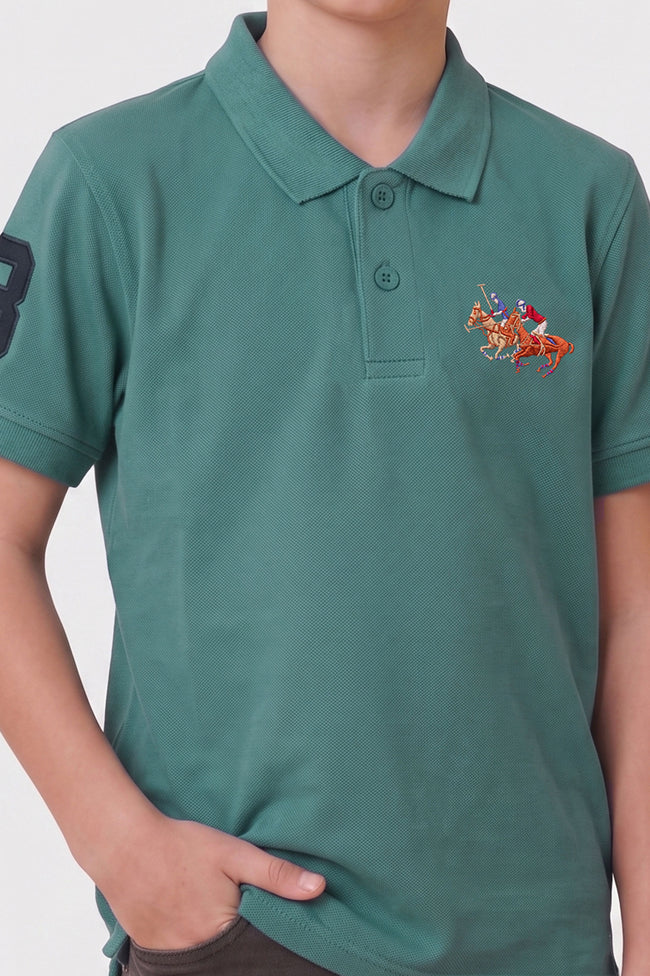 Alpine Kids Classic Polo Shirt Hunter Green – Premium Cotton Main Image