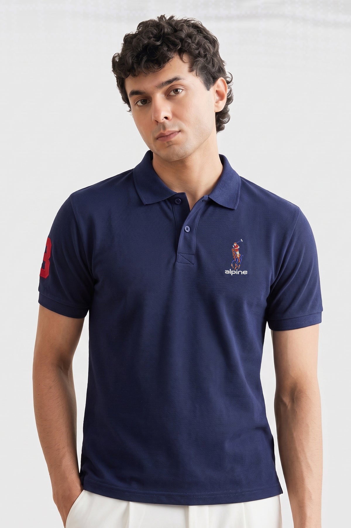 Alpine Men’s Navy Blue Cotton Polo – Royal Rider Edition