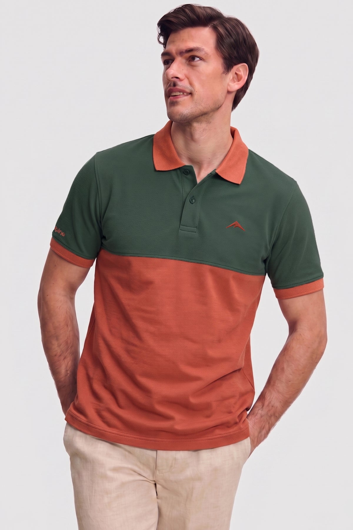 Alpine Men’s Mustard Cotton Polo Shirt - Dual Tone Edition