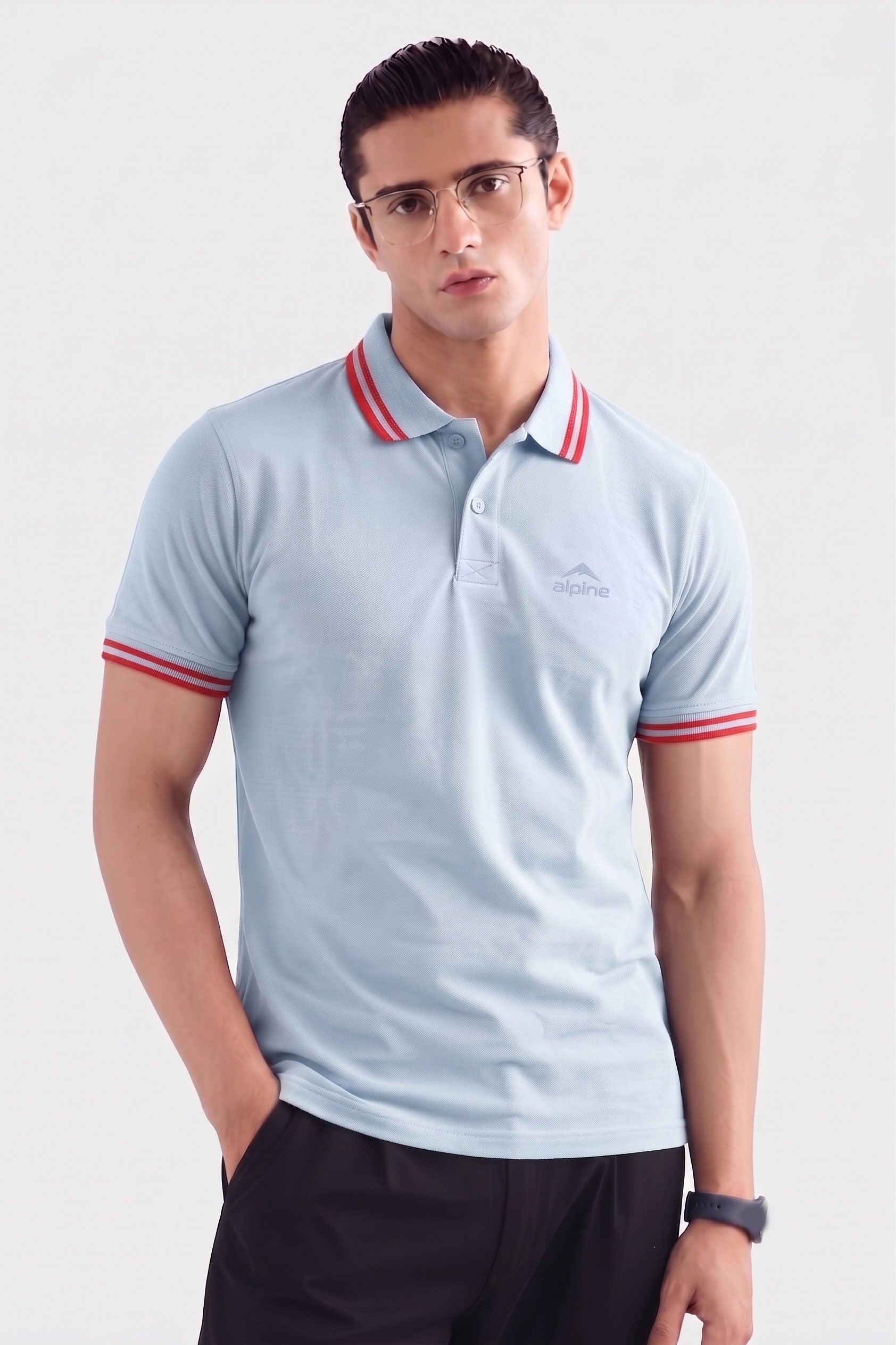 Alpine Men’s Smart Casual Cotton PQ Polo – Sky Blue