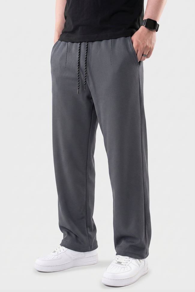 Alpine Textured Men’s Trousers Grey - Straight Fit Hover Image