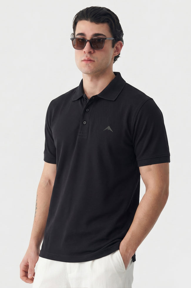Alpine Men’s Black Polo – Elite Minimal Series Hover Image