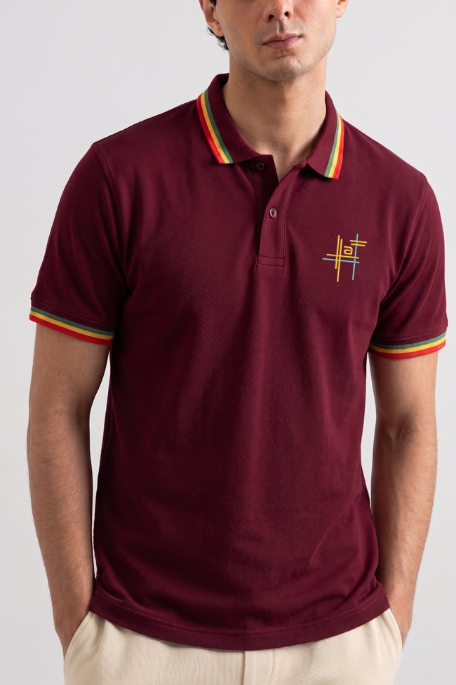 Alpine Men’s Maroon Cotton Polo Shirt - Signature Fit Hover Image