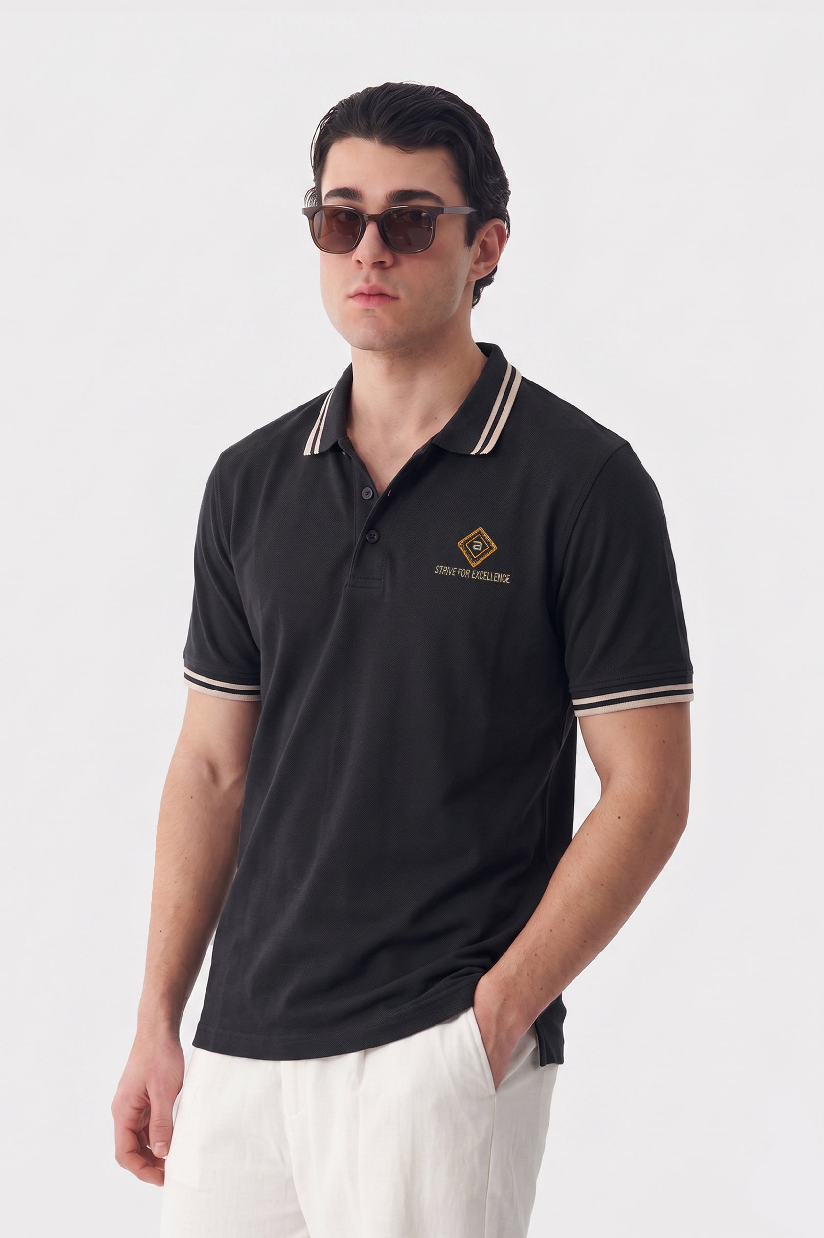 Alpine Men’s Black Cotton Polo Shirt - Limited Edition