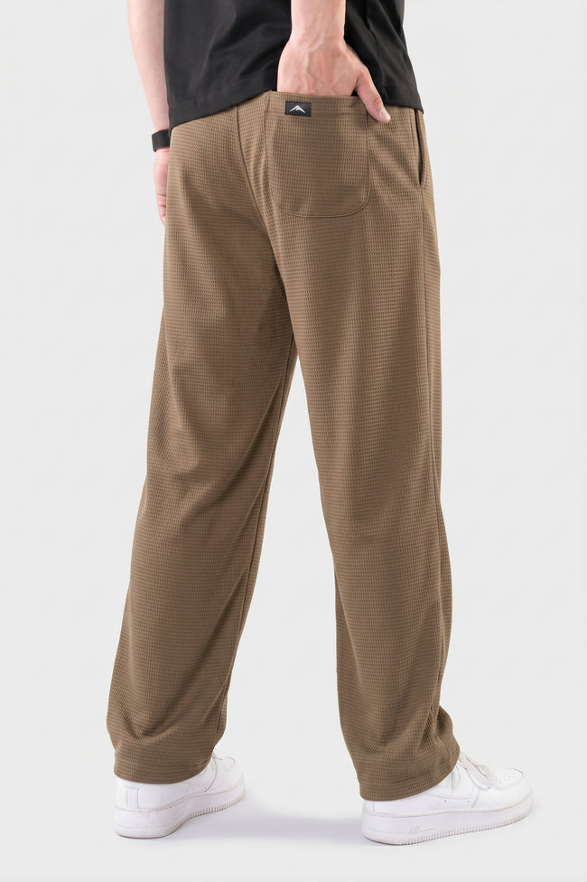 Alpine Textured Men’s Trousers Brown - Straight Fit Main Image