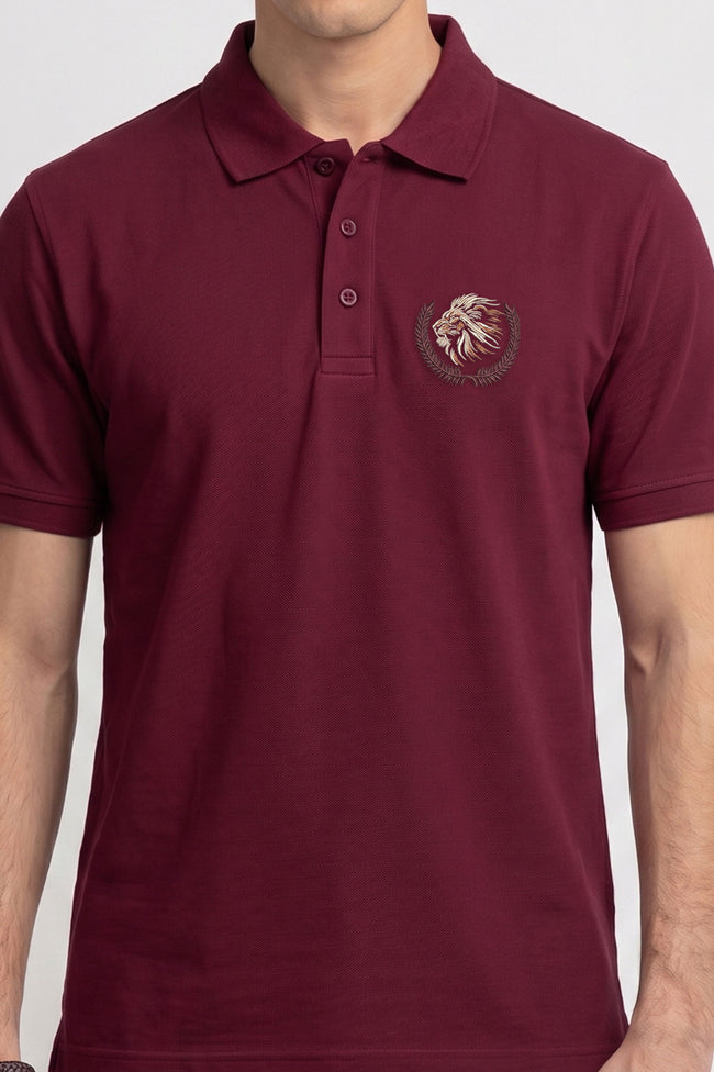 Alpine Men’s Maroon Polo – Royal Lion Edition Main Image