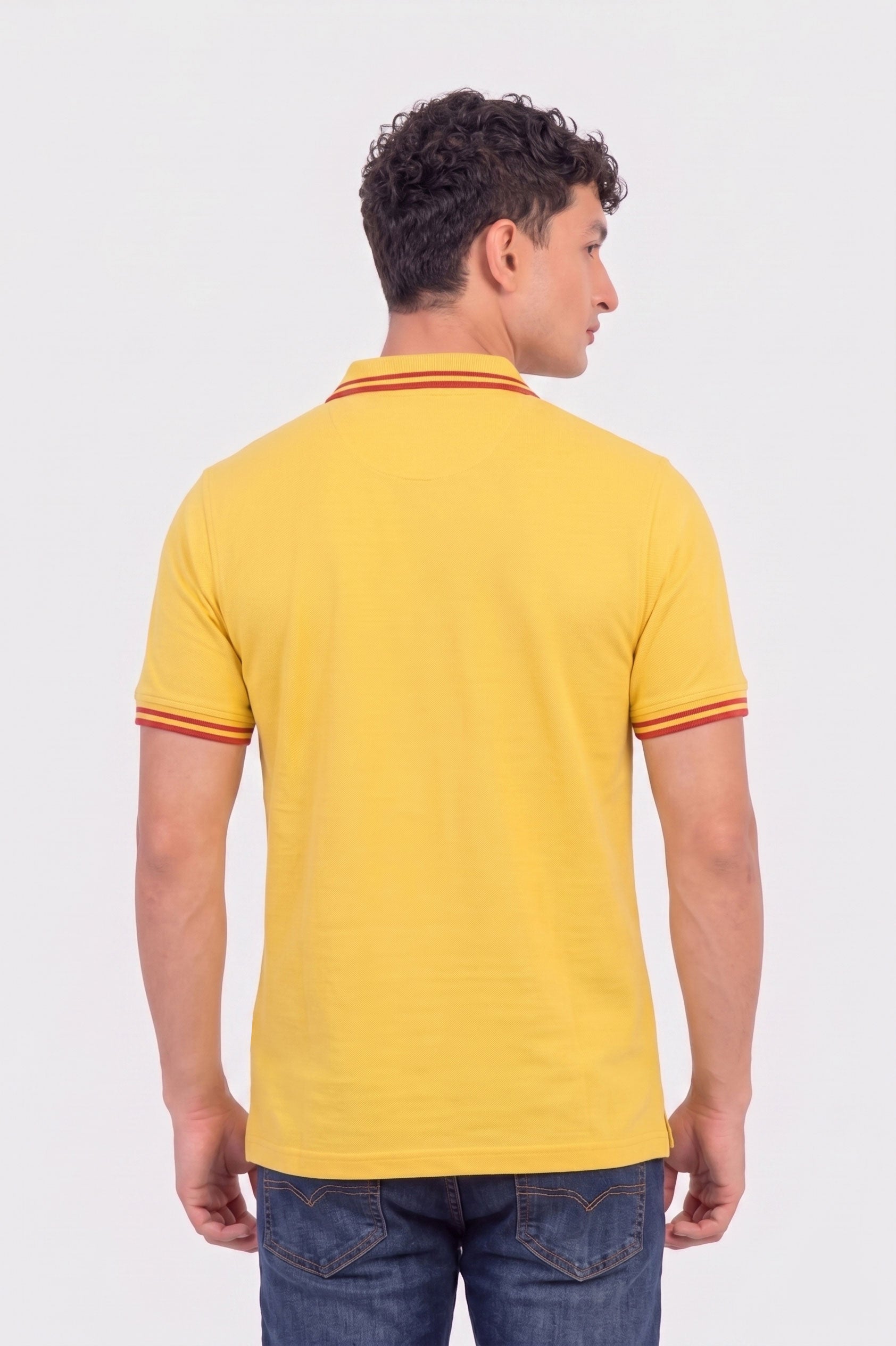 Alpine Men’s Yellow Cotton Polo Shirt - Zip Edition