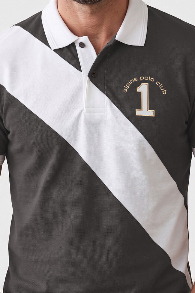 Alpine Men’s Dark Grey Cotton Polo Shirt - Cross Edition Main Image