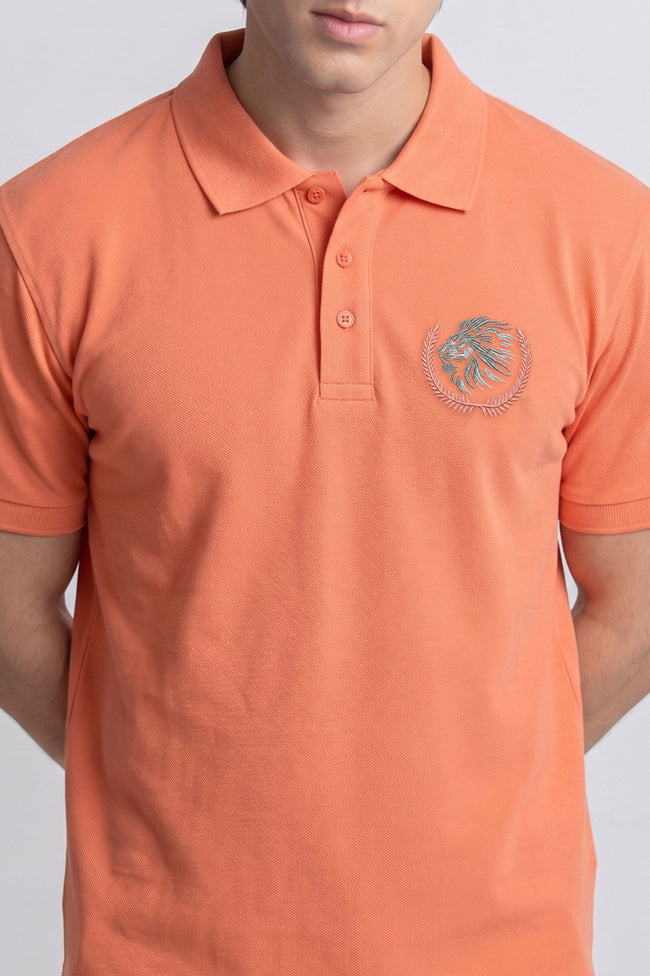 Alpine Men’s Peach Polo – Royal Lion Edition Main Image