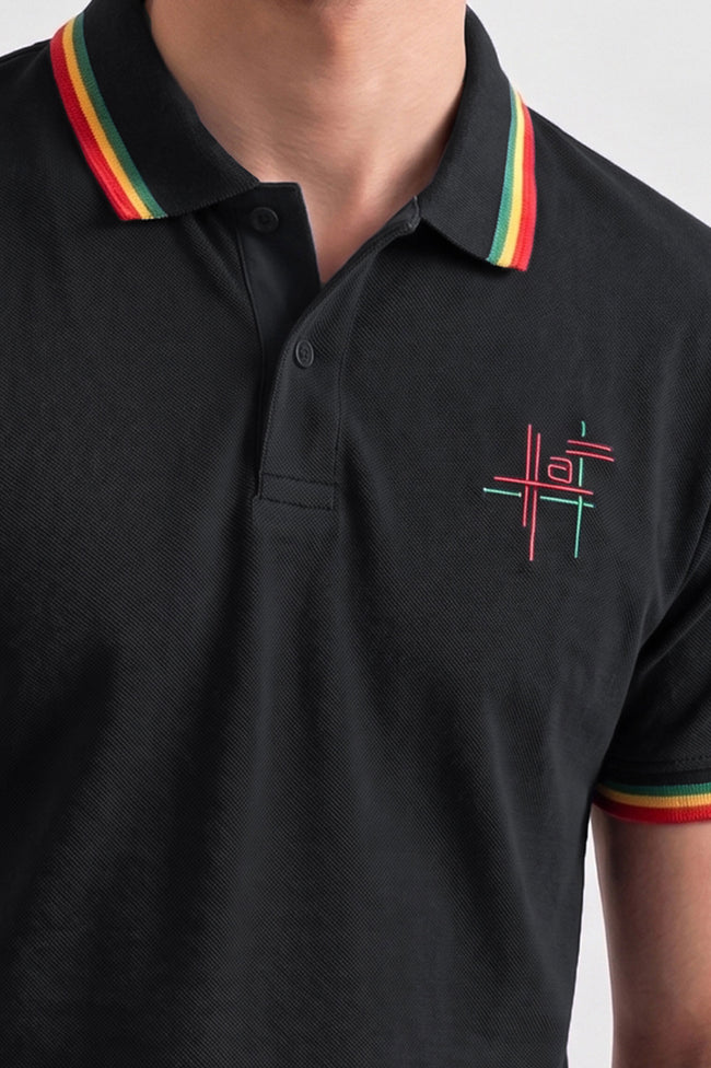 Alpine Men’s Black Cotton Polo Shirt - Signature Fit Main Image