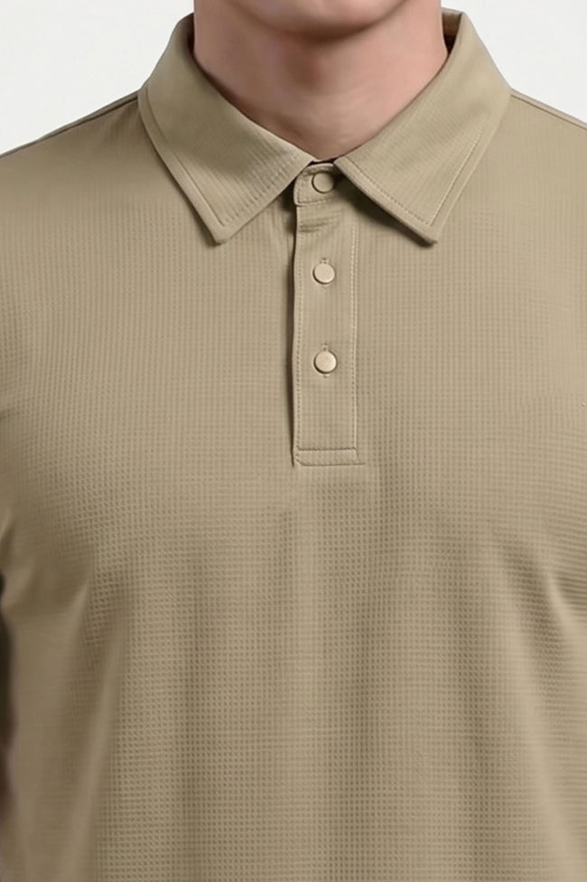 Alpine Luxury Dry-Fit Polo Sand Beige – Premium Activewear Fit Main Image