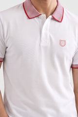 Alpine Men’s White Cotton Polo Shirt – Contrast Collar Edition