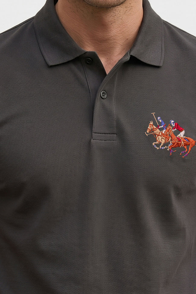 Alpine Men’s Dark Grey Cotton Polo Shirt - Pro Sport Edition Main Image