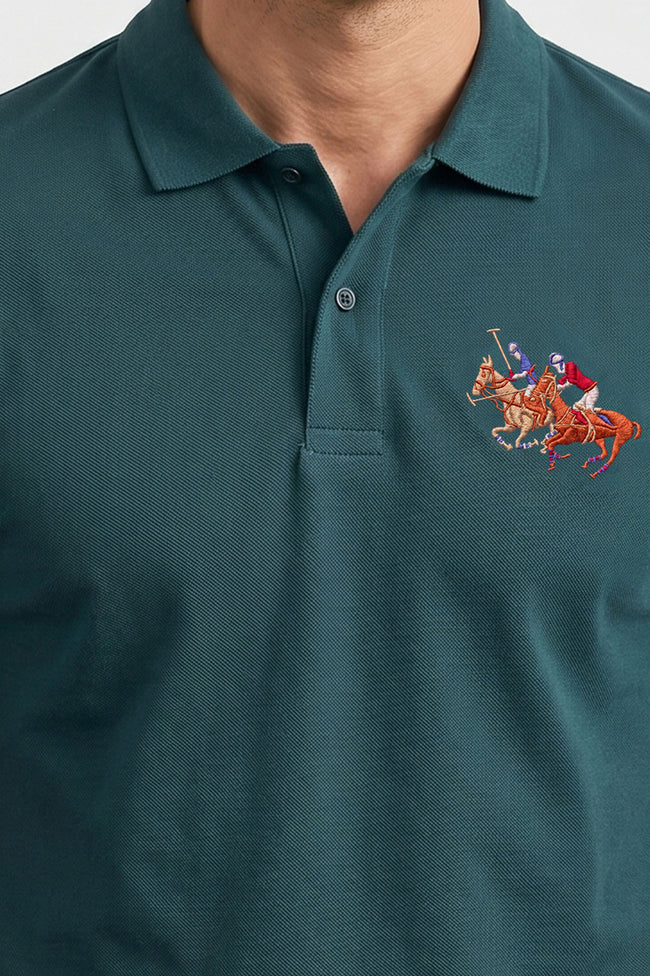 Alpine Men’s Dark Green Cotton Polo Shirt - Pro Sport Edition Main Image