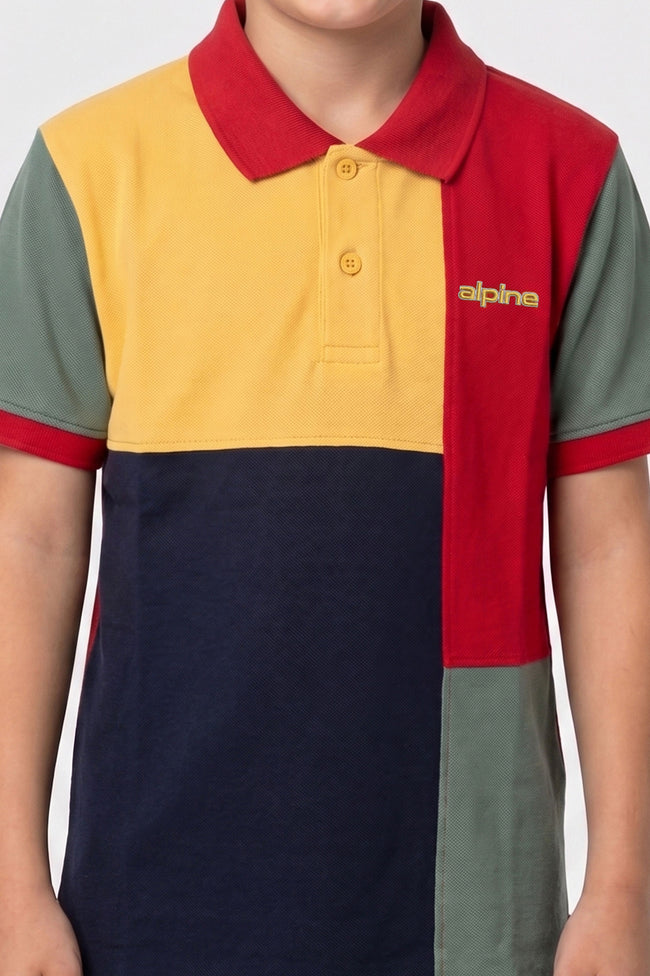 Alpine Kids Classic Polo Shirt Navy Blue – Block Edition Main Image