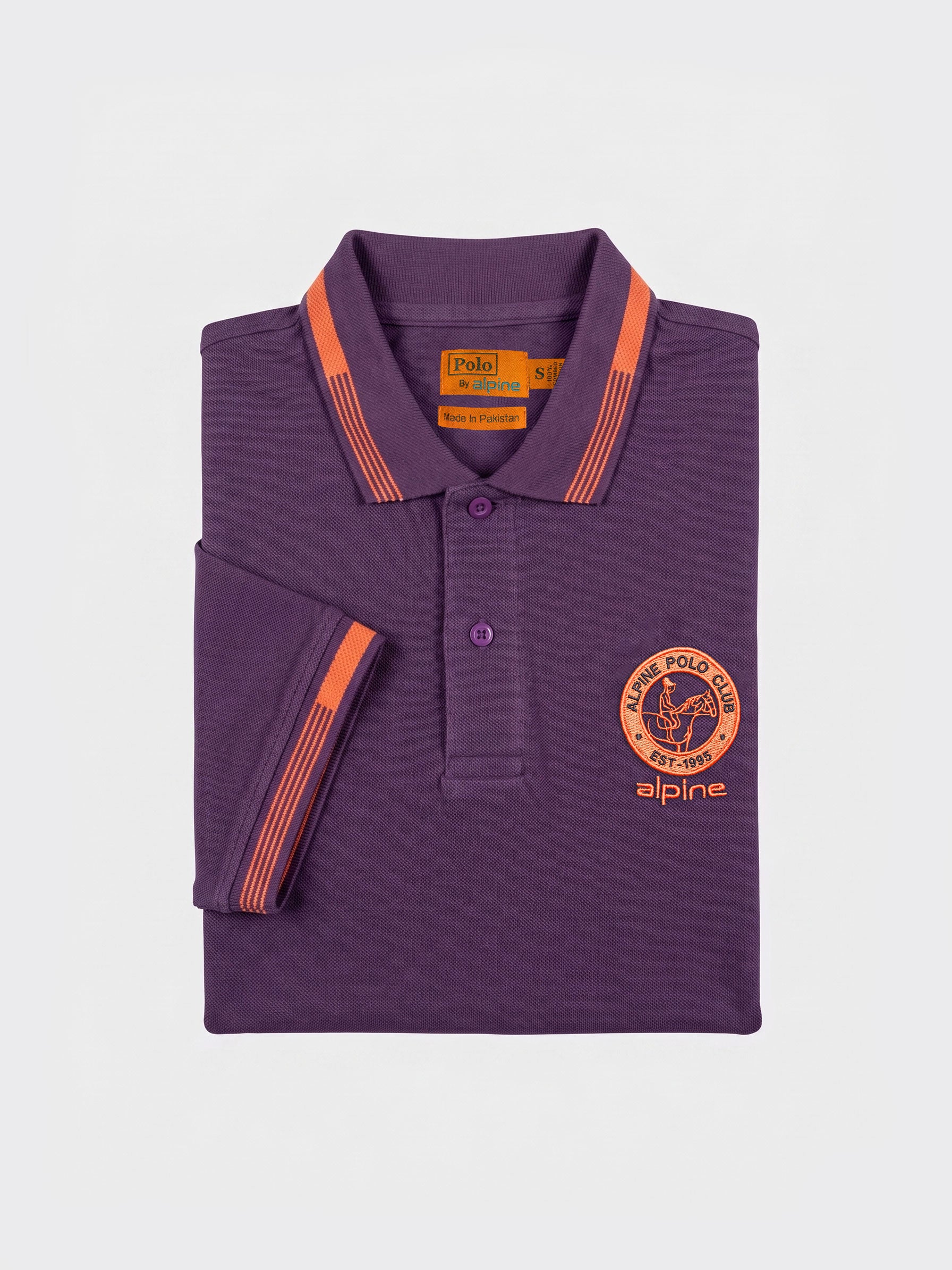 Alpine Men’s Purple Cotton Polo Shirt - Heritage Badge Edition