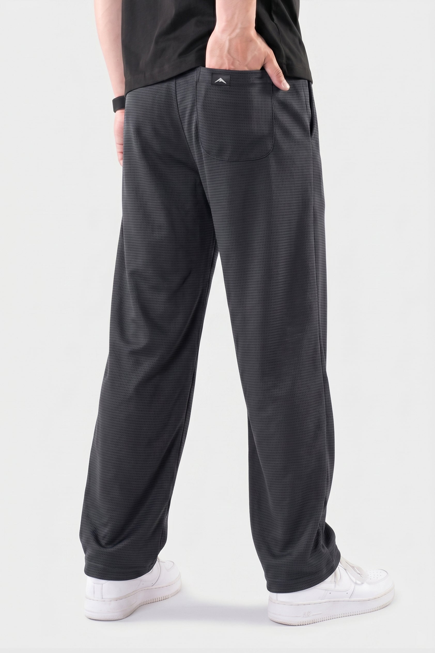 Alpine Textured Men’s Trousers Black - Straight Fit