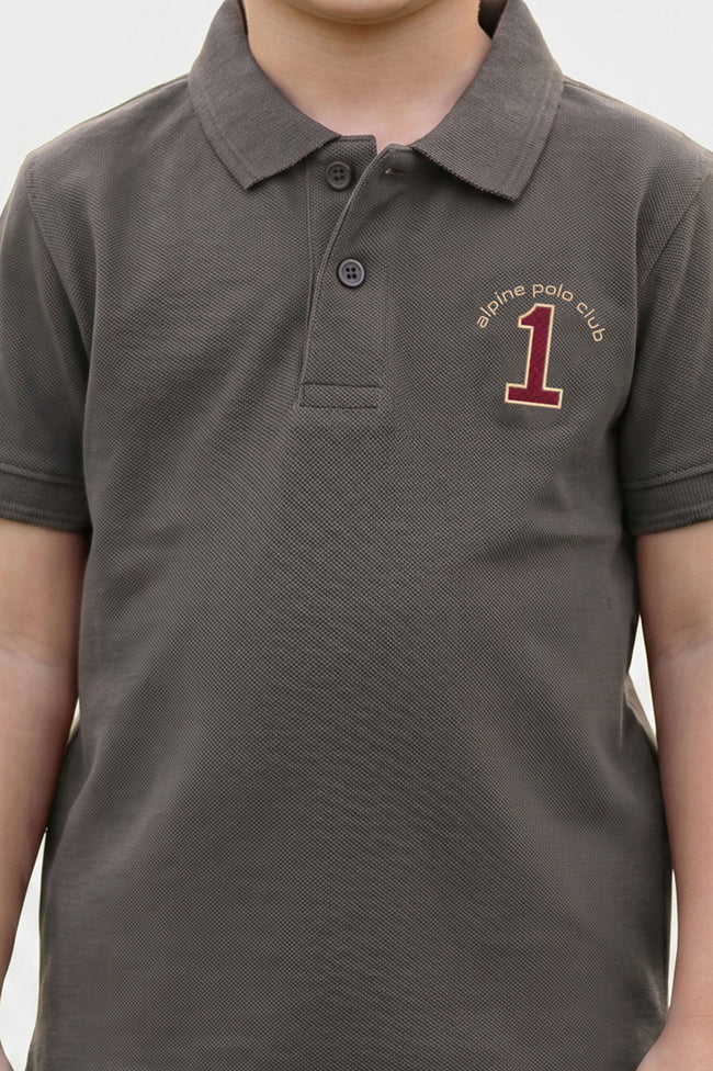 Alpine Kids Polo Shirt Dark Grey – Premium Cotton Main Image