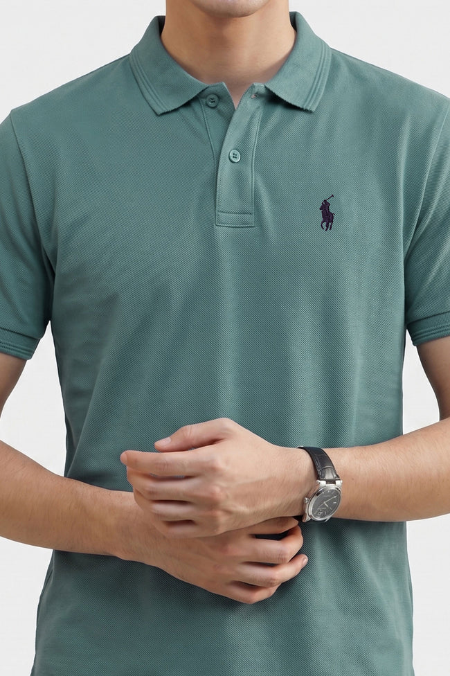 Alpine Men’s Hunter Green Cotton Polo Shirt – Heritage Polo Club Main Image
