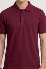 Alpine Men’s Maroon Plain Cotton PQ Polo Shirt