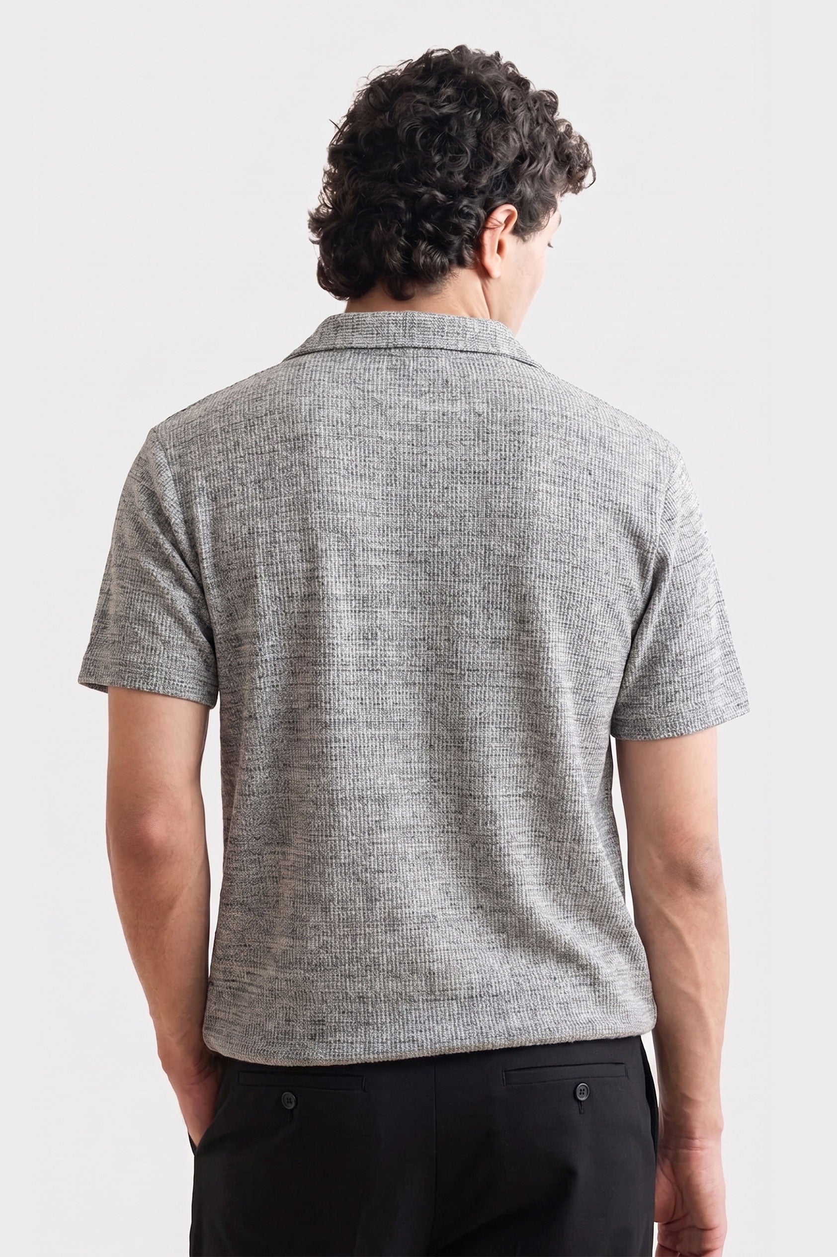 Hyder Gray Lines V Neck Knitted Polos