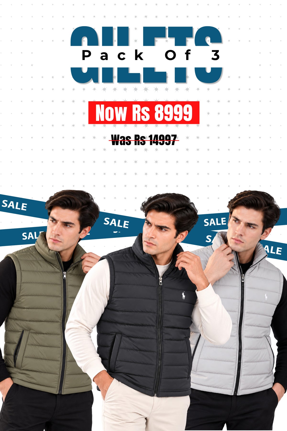 Alpine - Imported Gilet Bundle Offer - Black, Olive & Grey