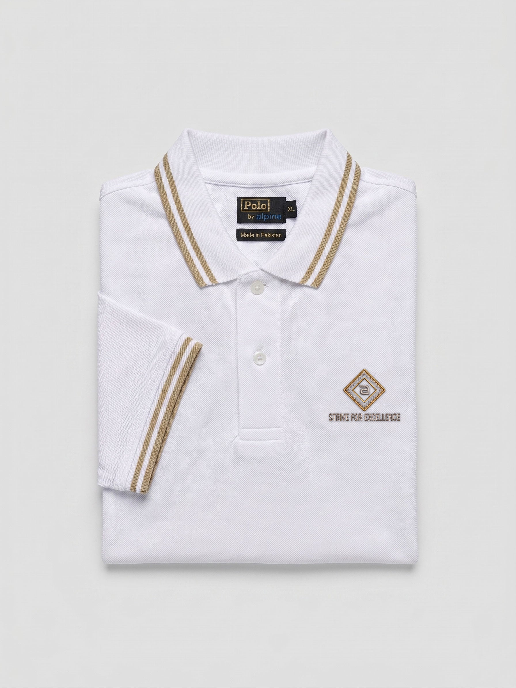 Alpine Men’s White Cotton Polo Shirt - Limited Edition